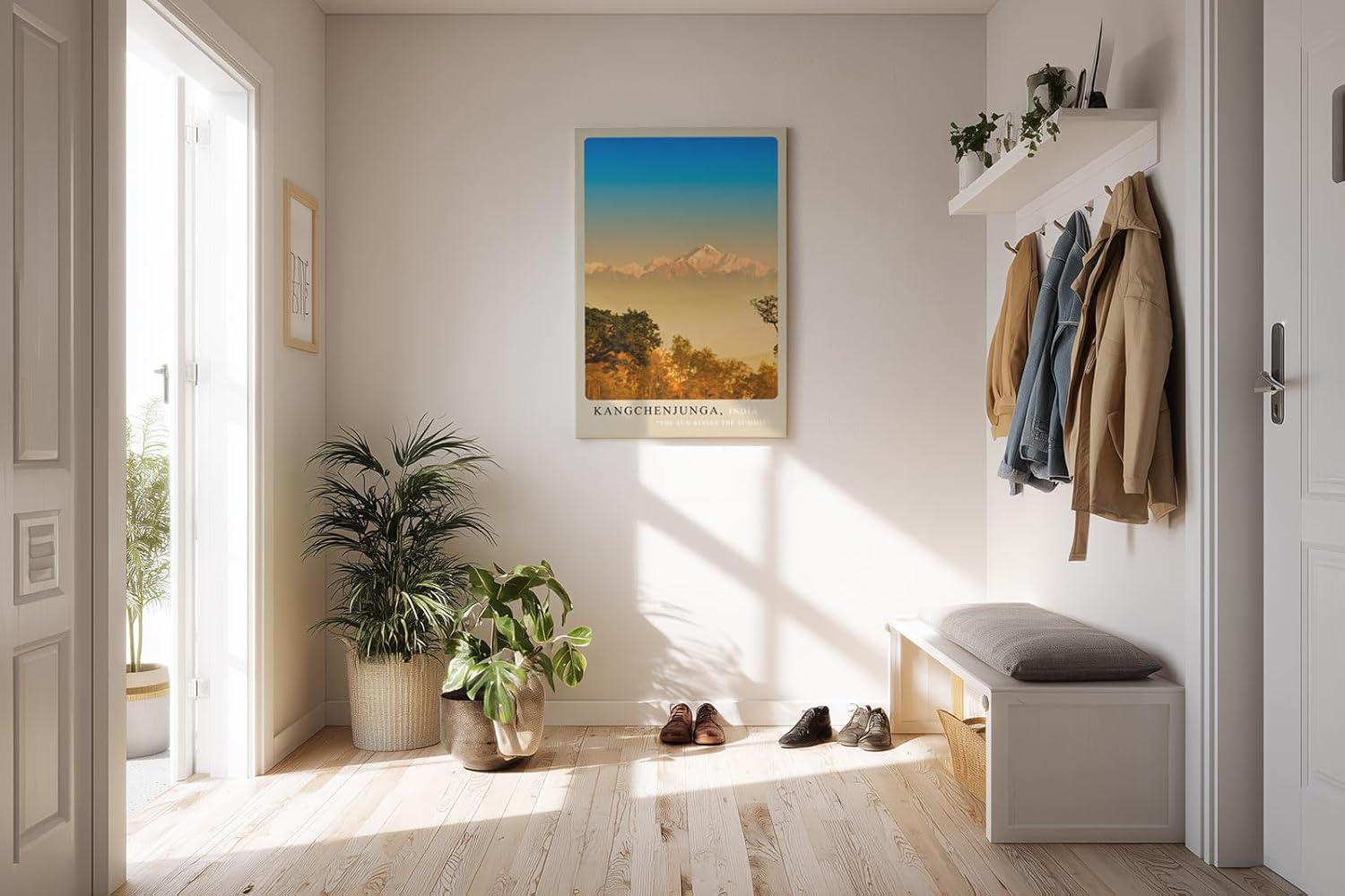 Paul Sinus Kunstdruck 40x60cm Kangchenjunga Bergkette – Himalaya-Gipfel im goldenen Morgenlicht