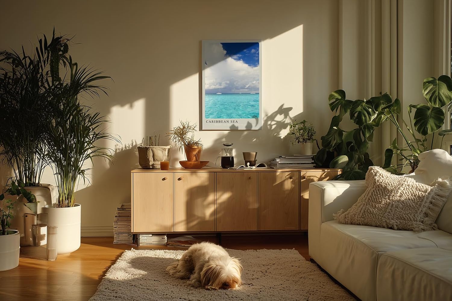 Paul Sinus Kunstdruck 40x60cm Caribbean Sea – türkisblaues Meer unter dramatischem Himmel