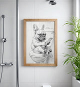 Paul Sinus Poster/Leinwandbild/Rahmenoption Lustiges Hundebild – Witzige Klo-Deko fürs Gäste-WC – Perfekt für Smartphone-Junkies