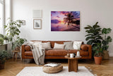 Sinus Art Wandbild 120x80cm Strandmotiv mit Sonnenuntergang und Palme vermittelt Urlaubsstimmung und Harmonie
