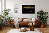 Sinus Art Wandbild 120x80cm Der gelbe Sportwagen im Profil wirkt edel, zeitlos und ausdrucksstark in seiner Präsentation