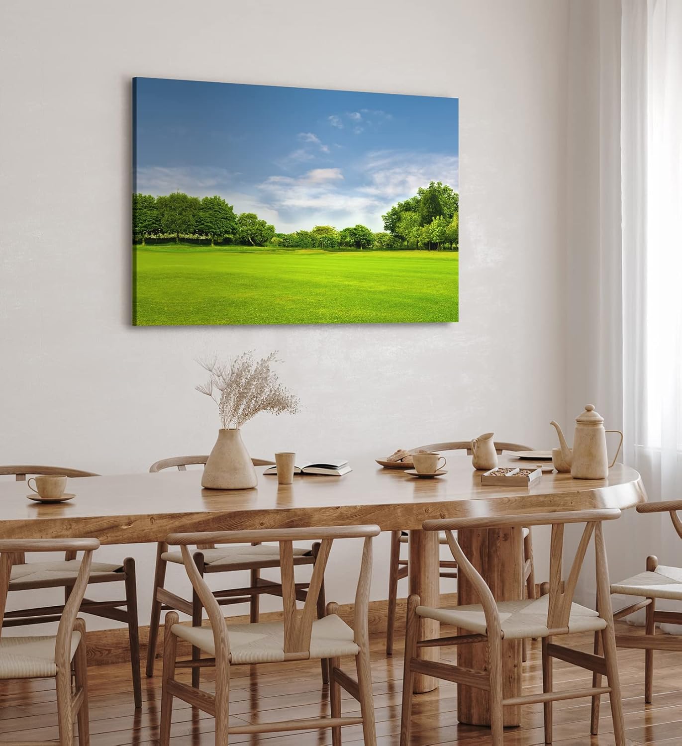 Paul Sinus Wandbild 120x80cm Grüne Wiese Bäume Natur Landschaft Sommer