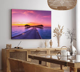 Paul Sinus Wandbild 120x80cm Malediven Meer Holzsteg Sonnenuntergang Bungalows