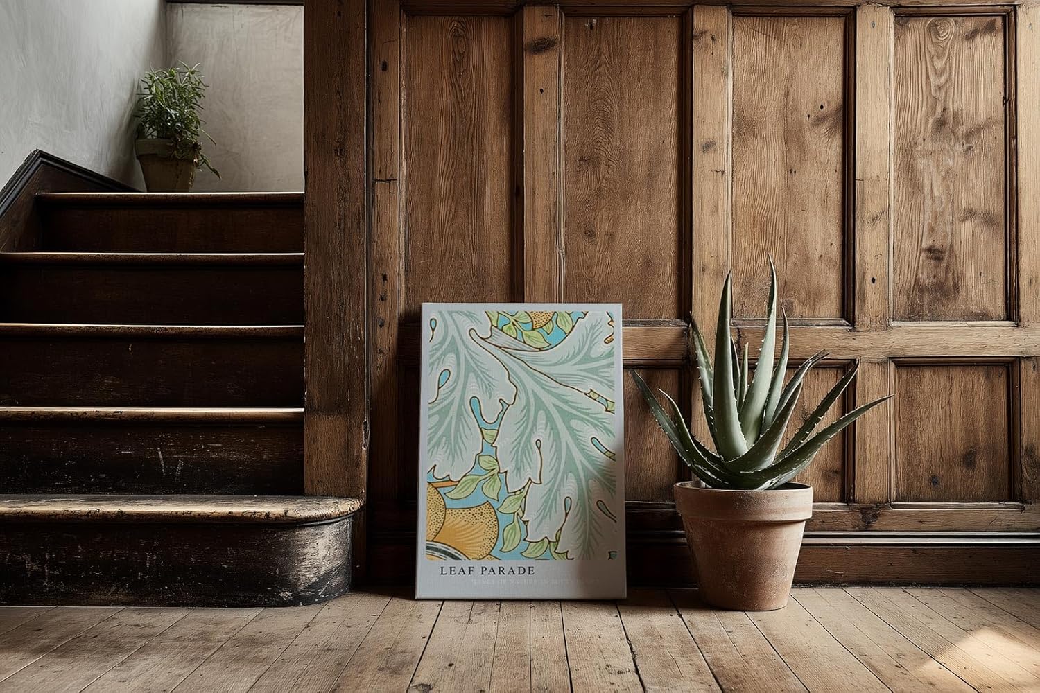 Paul Sinus Kunstdruck 40x60cm Leaf Parade zarte Blattformen in Pastelltönen auf stilvoller Leinwand