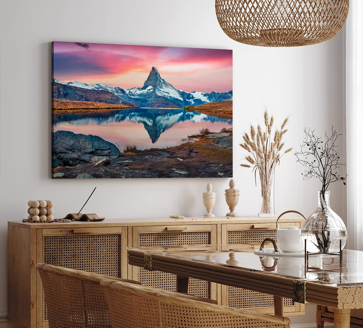 Paul Sinus Wandbild 120x80cm Stellisee See in der Schweiz Alpen Berggipfel
