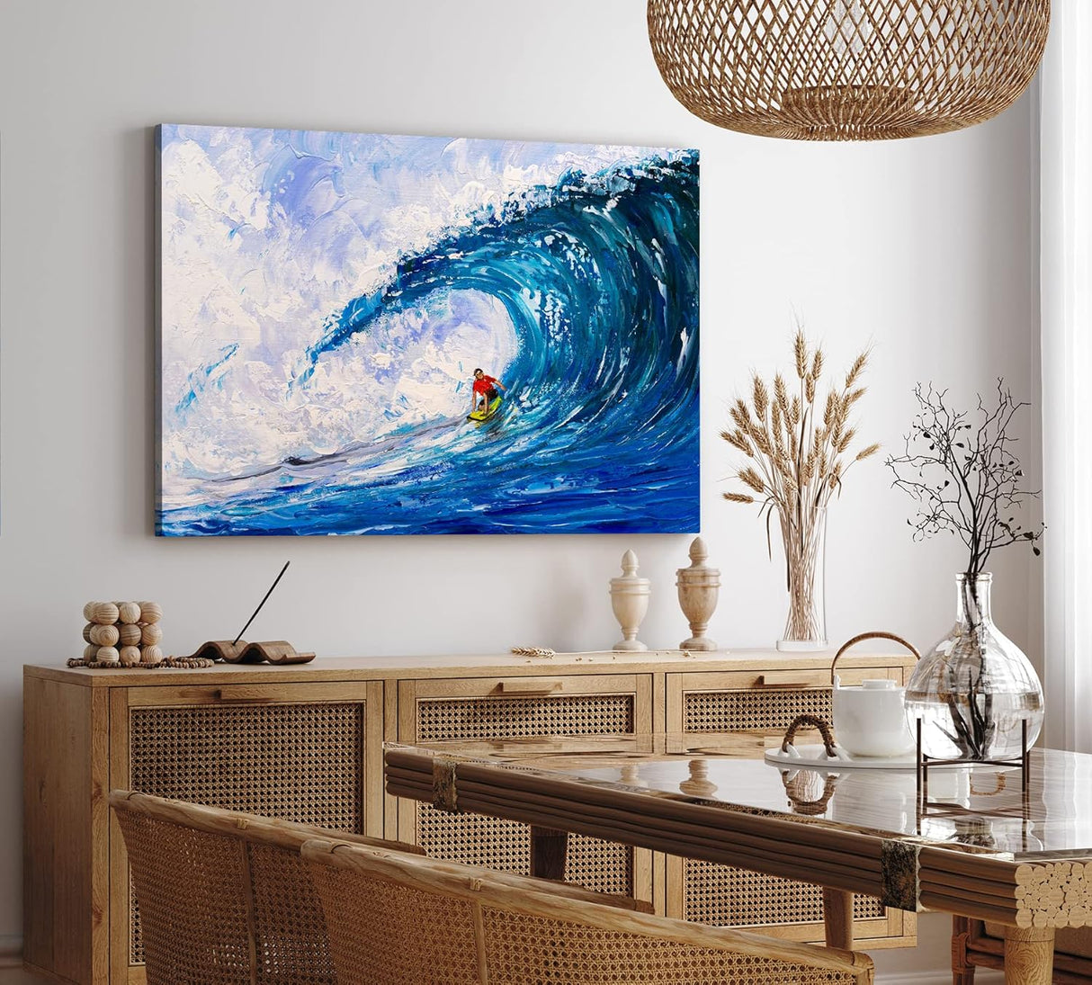 Paul Sinus Wandbild 120x80cm Welle Surfen Meer Ozean Abstrakt Kunstvoll Blau