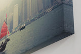 Sinus Art Wandbild 120x80cm Die rote Dschunke bildet einen spannenden Kontrast zur modernen Skyline im Hintergrund