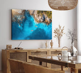 Paul Sinus Wandbild 120x80cm Meer Küste Luftaufnahme Surfen Klippen Blau