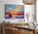 Paul Sinus Wandbild 120x80cm Sonnenaufgang Fischerboot Meer Horizont Abstrakt
