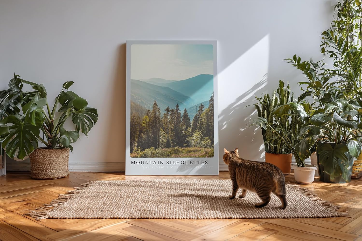 Paul Sinus Kunstdruck 40x60cm Mountain Silhouettes mit Waldpanorama in Pastelltönen