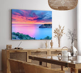 Paul Sinus Wandbild 120x80cm Abendröte über den Meer Sonnenuntergang Klippen Küste
