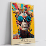 Paul Sinus Leinwandbild 60x90cm Día de los Muertos farbenfroh mystisch kunstvolle Wandkunst Totenschädel modern intensiv faszinierend spirituell