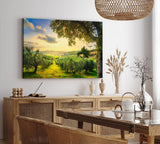 Paul Sinus Wandbild 120x80cm Italien Toskana Landschaft Bäume Grün Sonnenuntergang