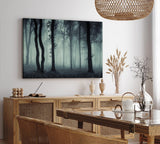 Paul Sinus Wandbild 120x80cm Wald Bäume Dunkel Schwarz Nebel Herbst Mystisch