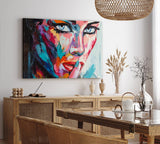 Wandbild 120x80cm Porträt einer jungen Frau Feminin Farbenfroh Abstrakt