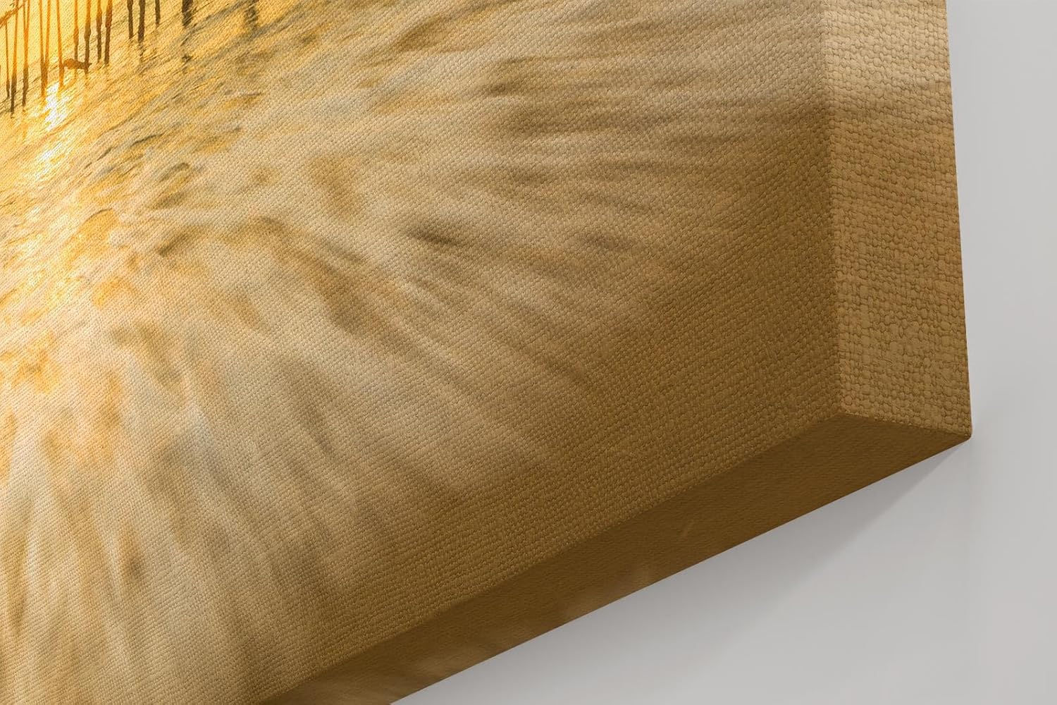 Sinus Art Wandbild 120x80cm Stimmungsvolle Aufnahme eines alten Holzstegs im goldenen Sonnenlicht auf offener See