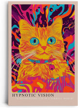 Paul Sinus Leinwandbild 60x90cm Hypnotische Vision – Faszinierende Katze in leuchtend surrealem Farbspektakel