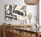 Paul Sinus Wandbild 120x80cm Straßenschild Tenth Ave Fotokunst USA Grau