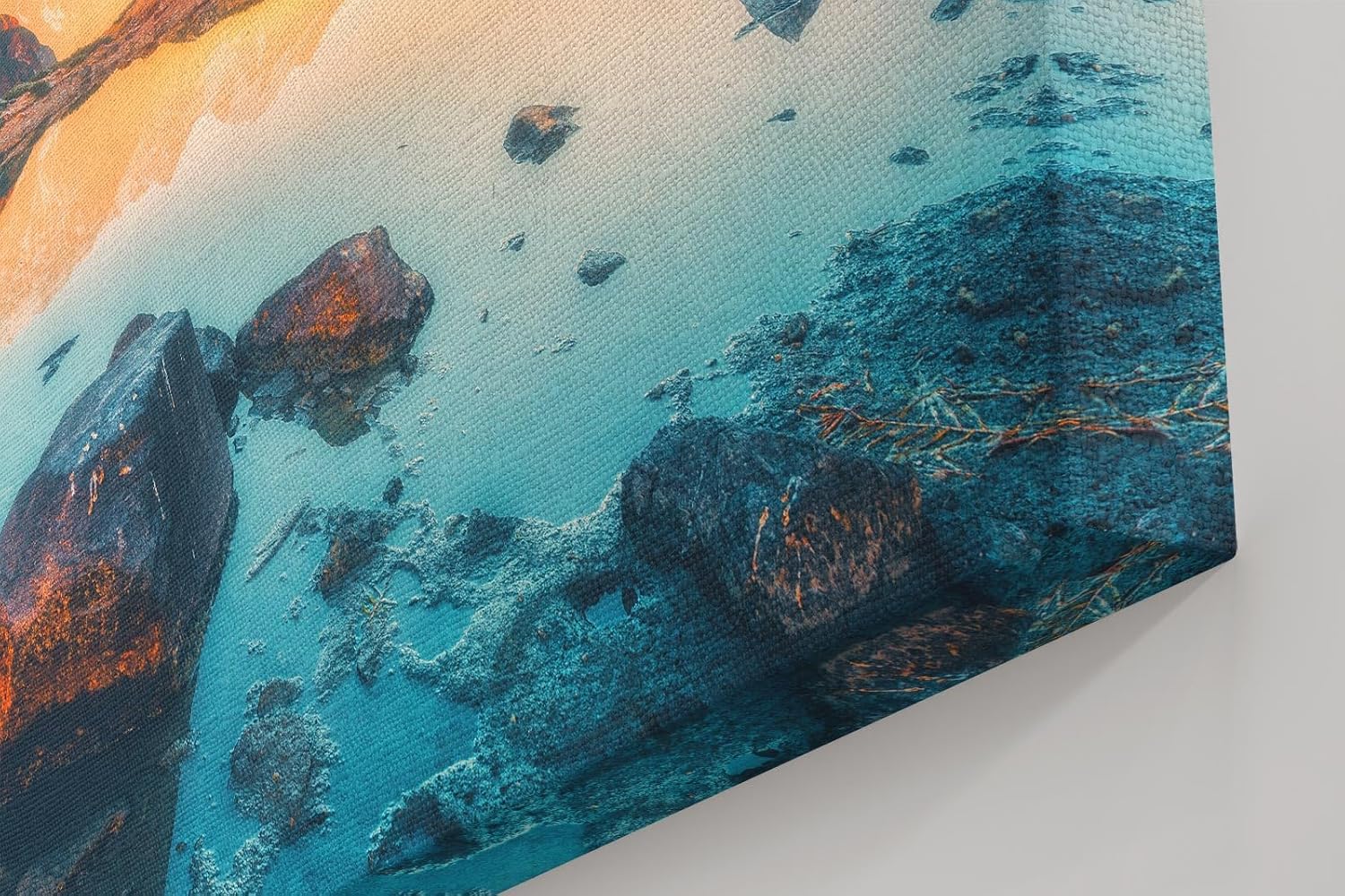 Sinus Art Wandbild 120x80cm Faszinierendes Bergpanorama mit Spiegelung im klaren Wasser bei untergehender Sonne
