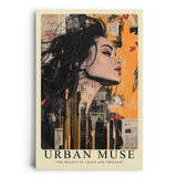 Paul Sinus Leinwandbild 60x90cm Leinwandbild Urbane Muse – Ausdrucksstarke Mixed-Media-Kunst mit weiblichem Porträt, Street-Art-Ästhetik
