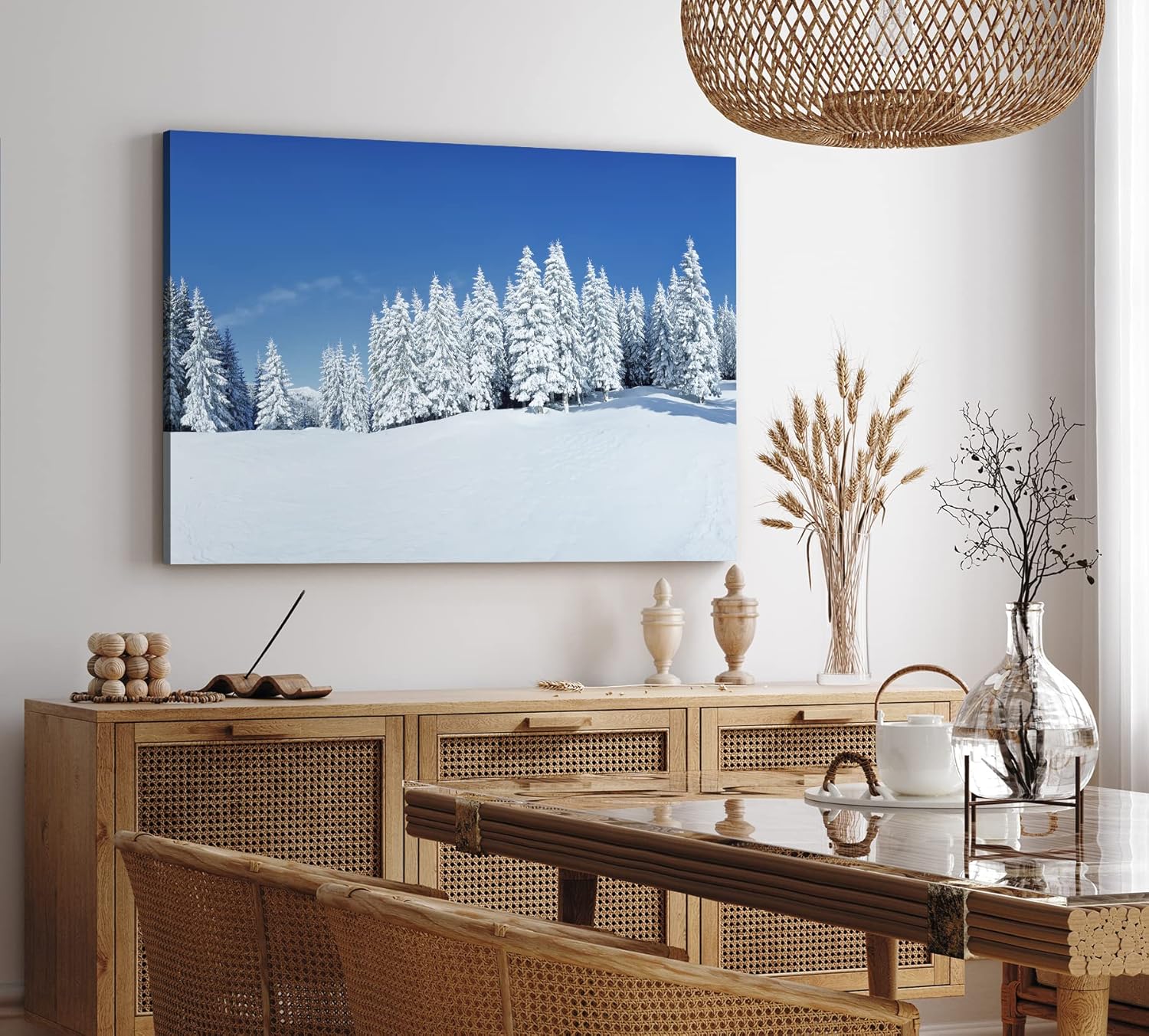 Paul Sinus Wandbild 120x80cm Winterlandschaft Tannen Schnee Weiß Natur