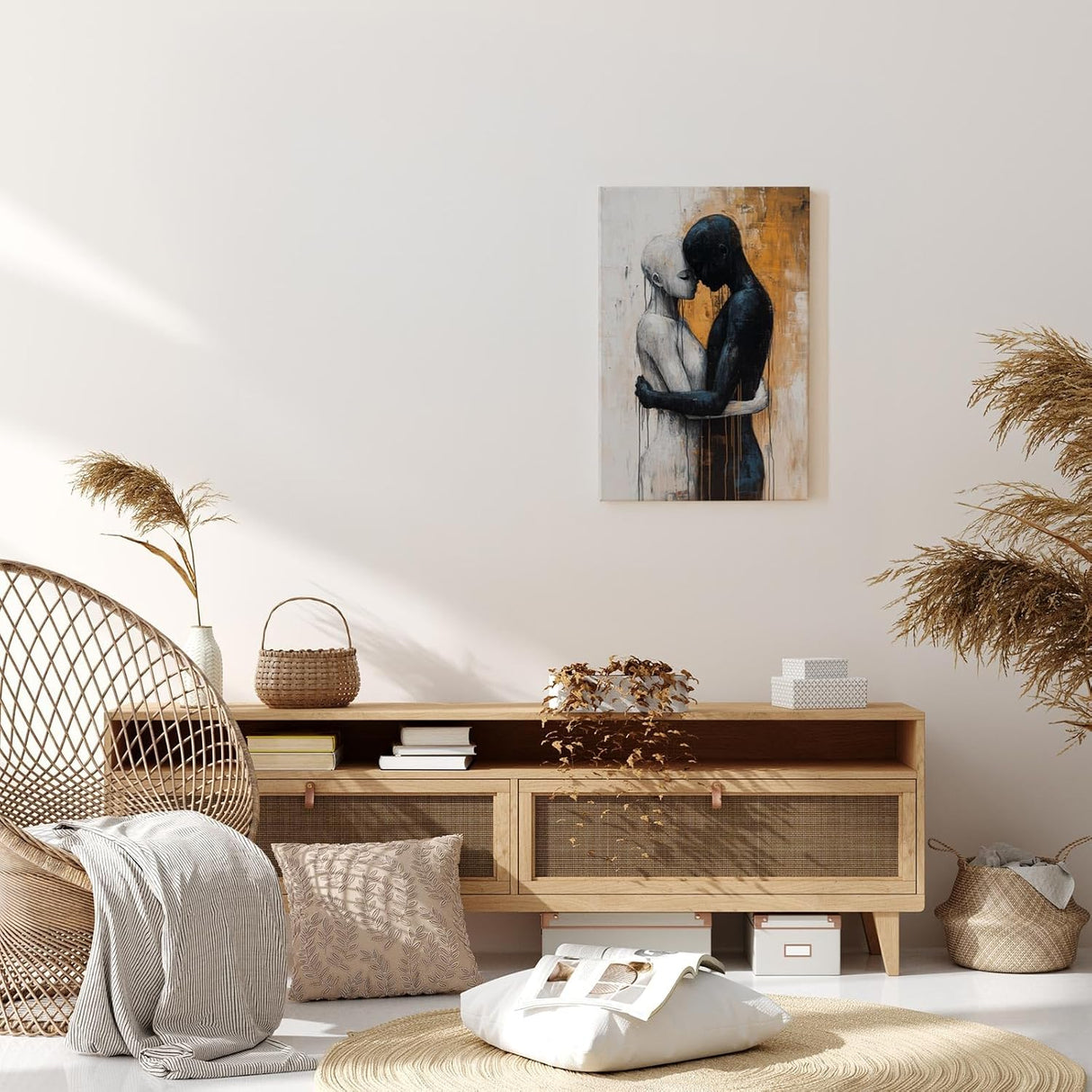 Paul Sinus 60x90cm Wandbild Magische Verbindung – Ausdrucksstarke Umarmung als emotionales Kunstwerk für deine Raumgestaltung
