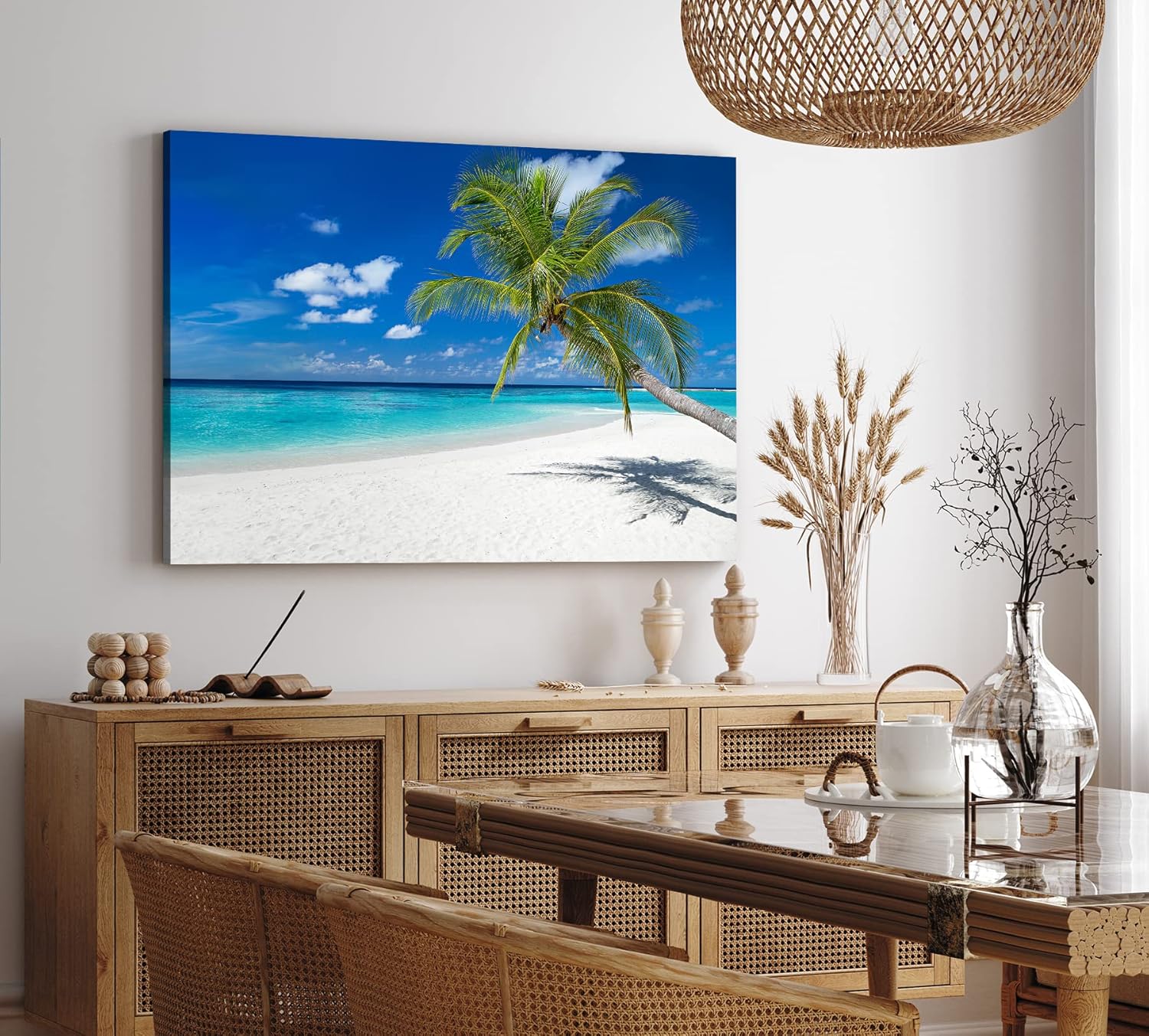 Wandbild 120x80cm Südseeparadies Palmen Strand Sonne Meer Türkis