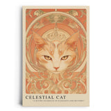 Paul Sinus Leinwandbild 60x90cm kunstvolle Darstellung einer mystischen Katze mit ornamentalen Verzierungen, harmonische Wandkunst in warmen Erdtönen
