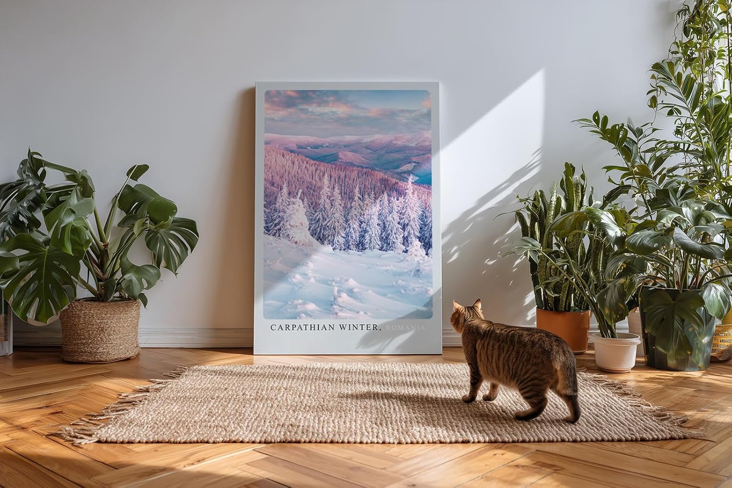 Paul Sinus Kunstdruck 40x60cm Carpathian Winter Romania Winterlandschaft Schnee Bäume Pastell