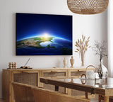 Paul Sinus Wandbild 120x80cm Erde Weltraum Sonnenaufgang Planet Satellitenaufnahme