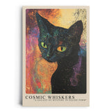Paul Sinus Leinwandbild 60x90cm faszinierende Darstellung einer kosmischen Katze mit leuchtenden Augen, kunstvolle Wandkunst in galaktischen Farben