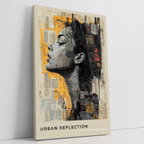 Paul Sinus Leinwandbild 80x120cm Leinwandbild Urban Reflection moderne Kunst abstrakte Ästhetik Stadtleben Porträt Street Art Ausdruckskraft