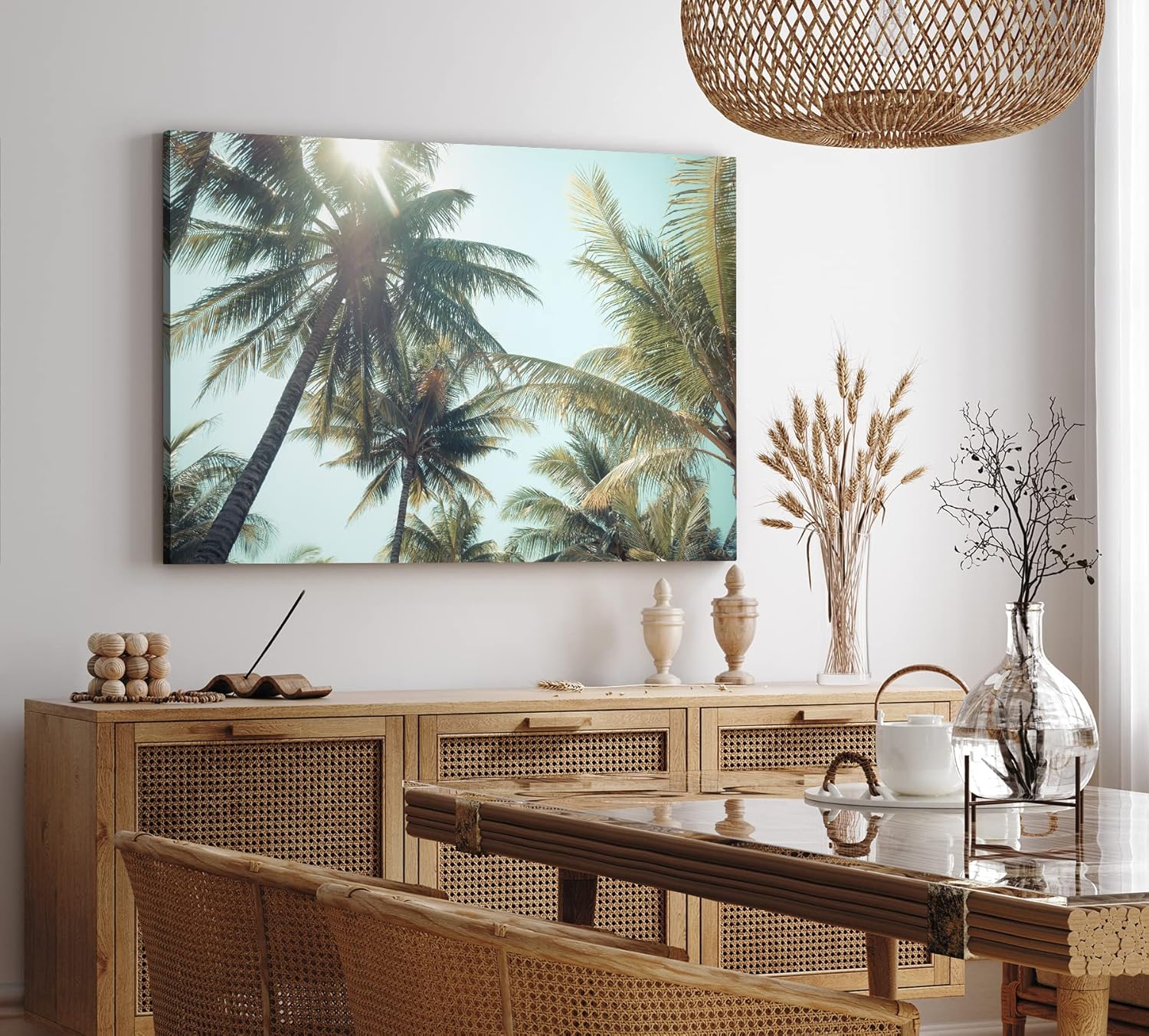 Wandbild 120x80cm Palmen Palmblätter Sommer Sonnenschein Süden