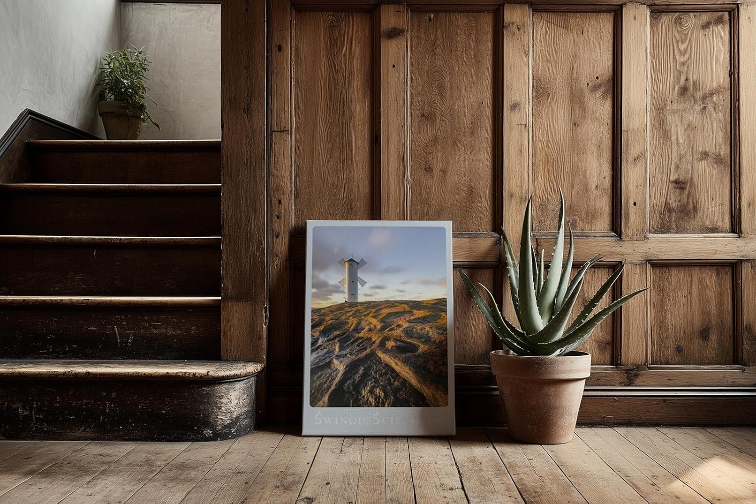 Paul Sinus Kunstdruck 40x60cm Swinoujscie Windmühlen-Leuchtturm an der Ostsee