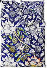 Sinus Art Bettwäsche 135x200 cm + 80x80 cm – farbenfrohes florales Muster auf Königsblau – Mikrofaser – stilvoll & pflegeleicht