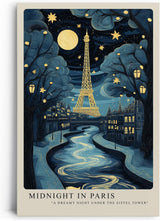 Paul Sinus Leinwandbild 60x90cm Paris Nachttraum Eiffelturm kunstvoll romantisch verträumt blau gold Lichter Stadt Zauber modern elegant