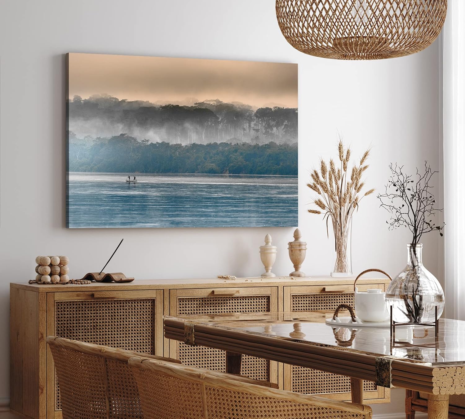 Paul Sinus Wandbild 120x80cm Sangha Fluss Kongo Fischer Natur Bäume Nebel