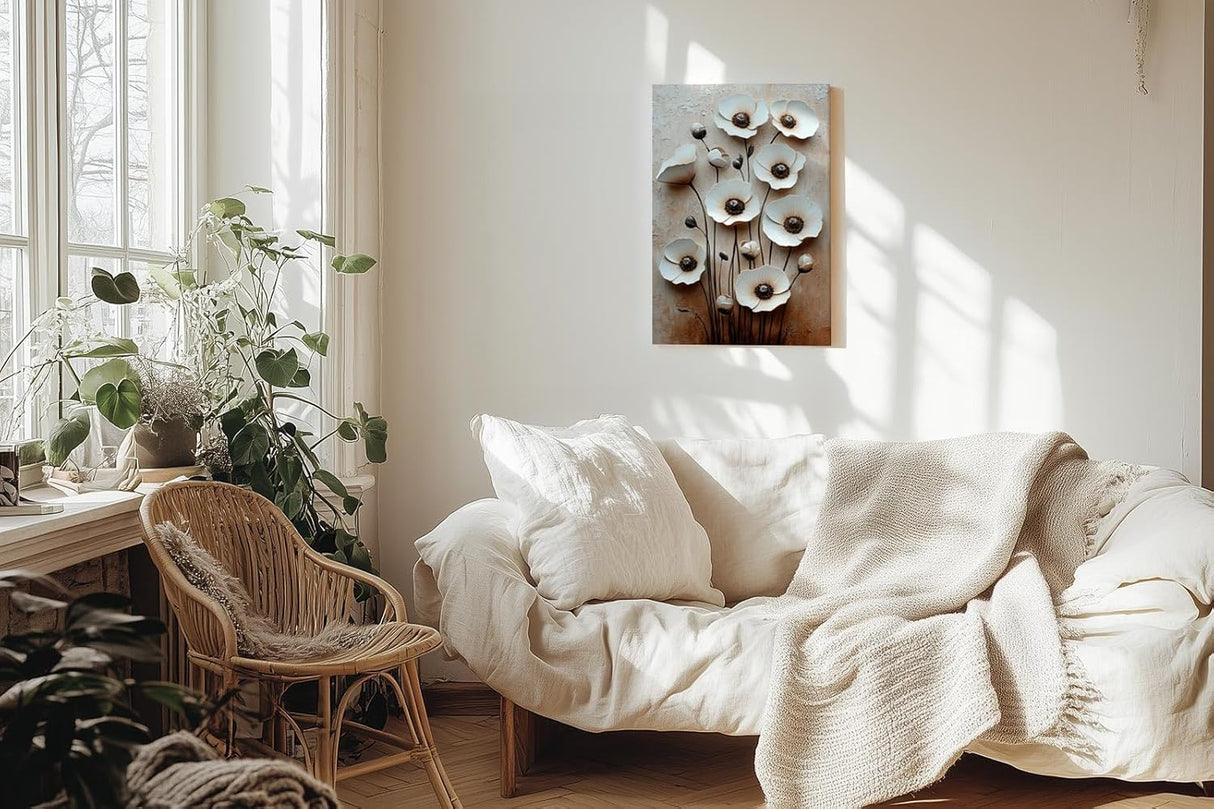 Paul Sinus 60x90cm Wandbild Floral Elegance – Stilvolle Blütenpracht in plastischer Anmutung auf Leinwand Holzrahmen