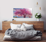 blühender Baum ca. 130x70cm Wandbild inklusive Schattenfugenrahmen weiss - Panorama Leinwand Bild XXL Format Wandbilder Wohnzimmer Wohnung Deko Kunstdrucke