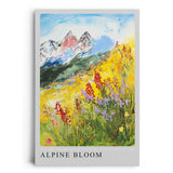 Paul Sinus Leinwandbild 60x90cm lebendige Alpenlandschaft mit blühender Bergwiese, expressive Wandkunst mit farbenfrohem Blumenmeer