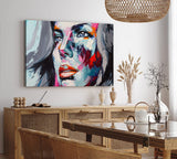 Wandbild 120x80cm Porträt einer jungen Frau Feminin Spachtel Abstrakt