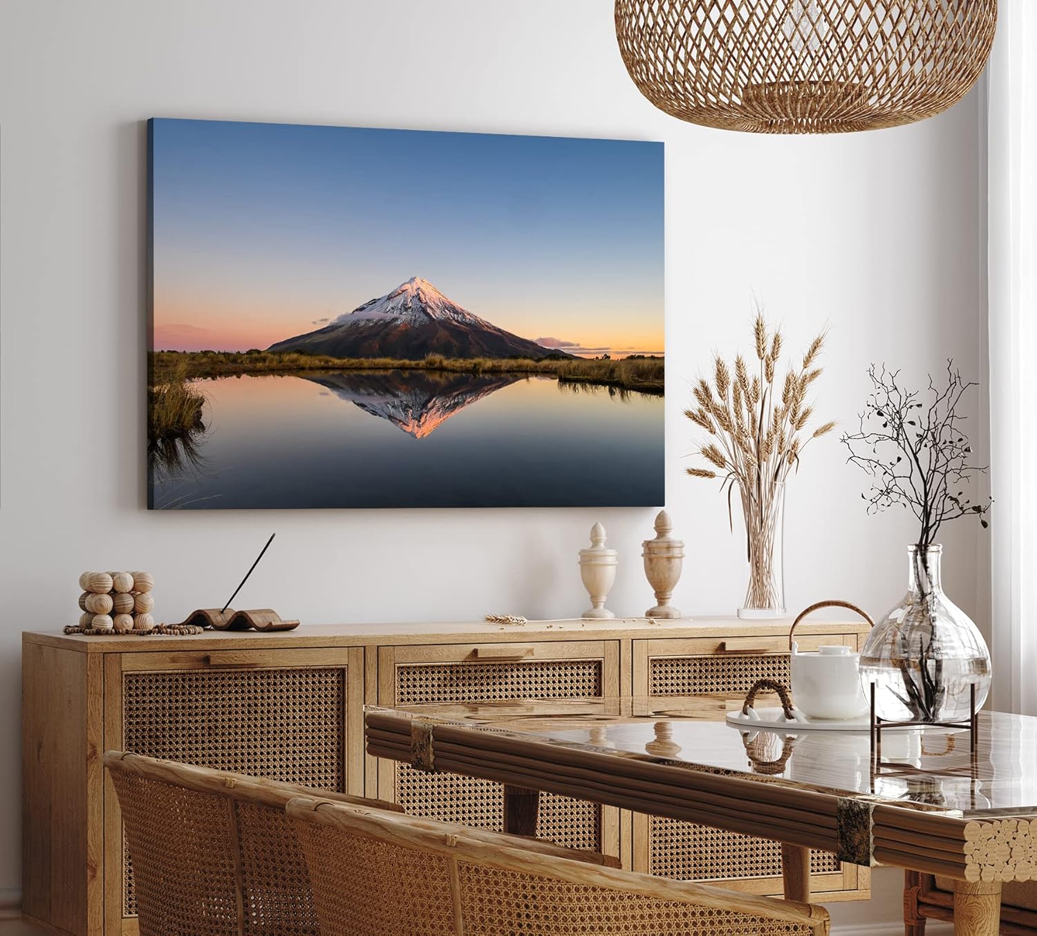 Paul Sinus Wandbild 120x80cm Taranaki Vulkan Neuseeland See Berg Sonnenuntergang
