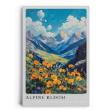 Paul Sinus Leinwandbild 40x60cm Alpine Bloom – Alpen, Berge, Natur, Blumenwiese, Wildblumen, Landschaft, Sommer, Frische, Panorama, Blau, Himmel