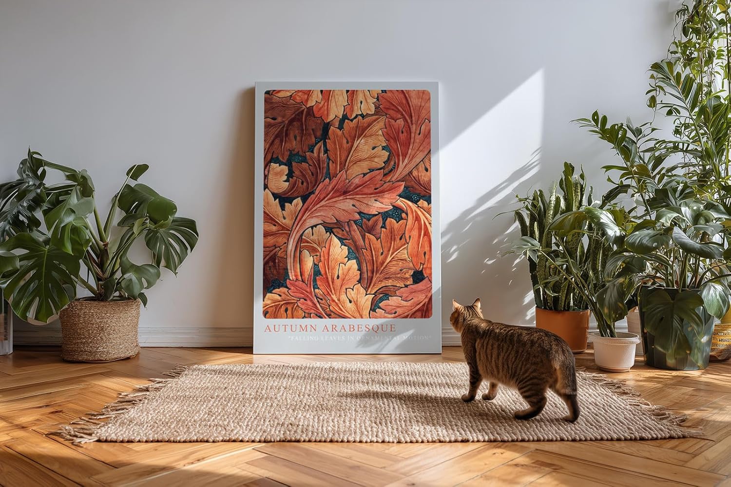 Paul Sinus Kunstdruck 40x60cm Autumn Arabesque herbstliche Blätterpracht in warmen Orange- und Brauntönen mit Ornamentstruktur