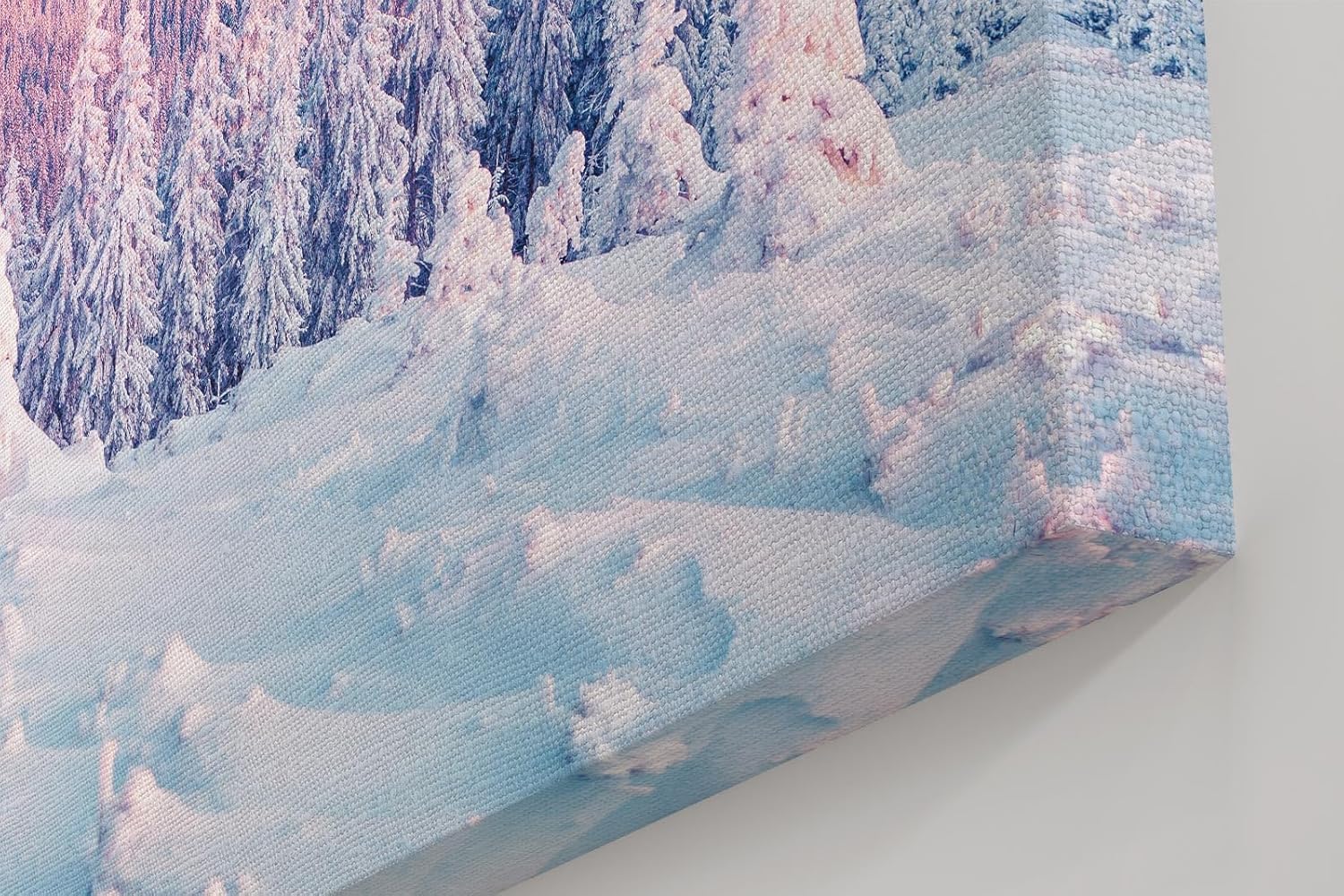 Sinus Art Wandbild 120x80cm Pastellfarbene Winterlandschaft mit verschneiten Bäumen und stiller Weite