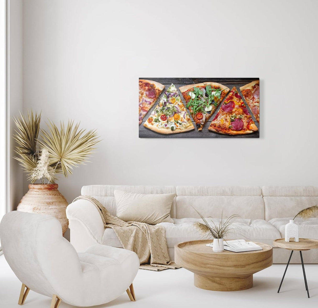 Paul Sinus Wandbild 120x60cm – Leckere Pizzavielfalt, modernes Küchenbild auf Leinwand, rustikale Essenskunst für Küche, Esszimmer, Restaurant, italienische Atmosphäre
