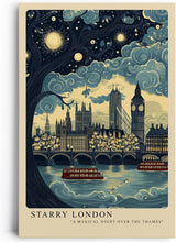 Paul Sinus Leinwandbild 40x60cm London Nachttraum Big Ben kunstvoll romantisch verträumt blau gold Lichter Stadt Zauber modern elegant