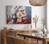 Paul Sinus Wandbild 120x80cm Junge Frau Porträt Kunstvoll Feminin Schönheit Blumen