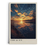 Paul Sinus Leinwandbild 60x90cm Fire & Ice spektakuläre Landschaft brennender Himmel gefrorener See Sonnenuntergang dramatisch kontrastreich