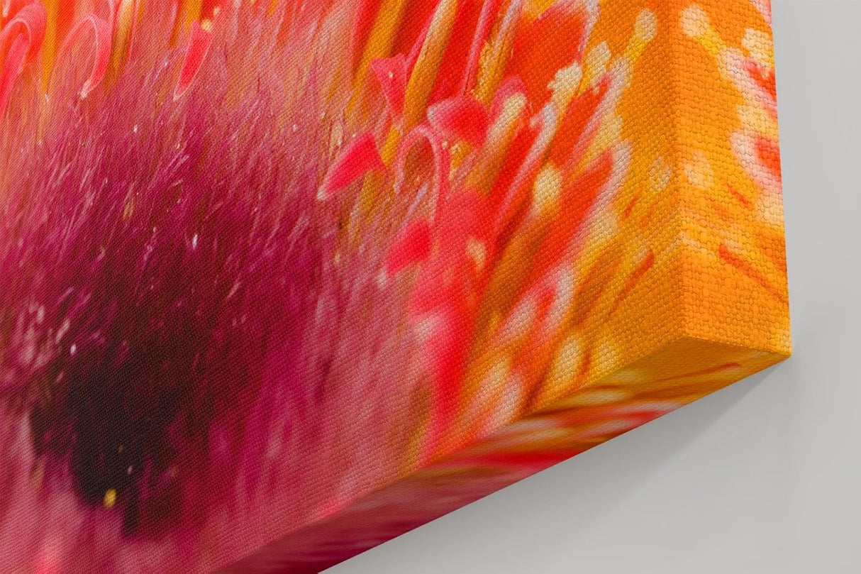 Sinus Art Wandbild 120x80cm Leuchtendes Orange und zartes Pink verschmelzen zu einem floralen Energiezentrum